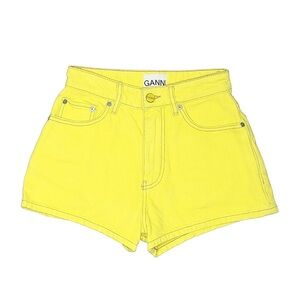Ganni Blazing Yellow High Waist Denim Shorts
